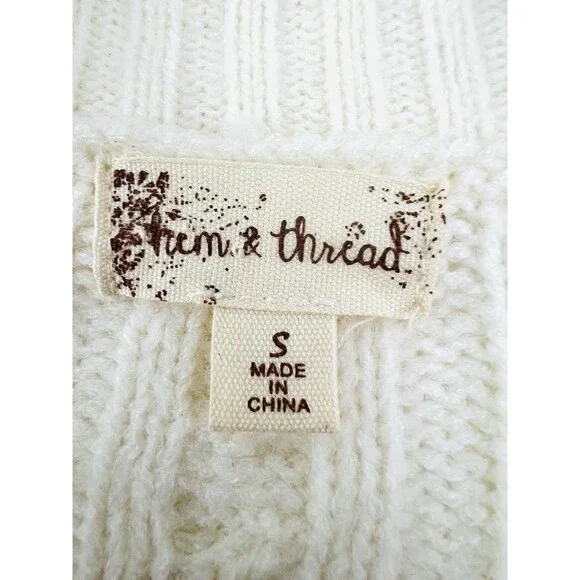 Hem & Thread Ivory Super Soft Knitted Aztec Cardigan Boho Southwestern Sweater S - Picture 7 of 8